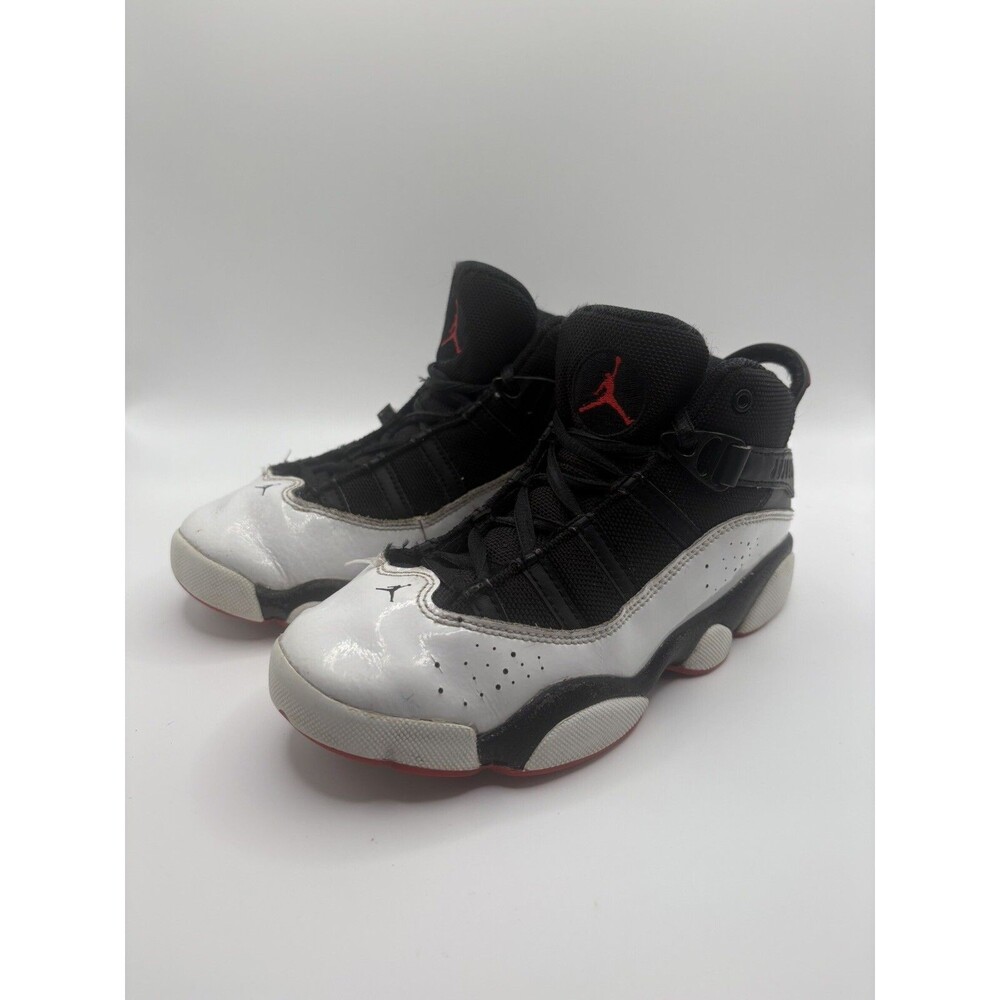 Nike Air Jordan 6 Rings Black University Red White 323432-067 Sz 2Youth